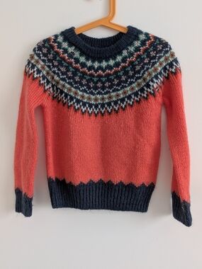 GAP Coral Fair Isle Yoke Sweater